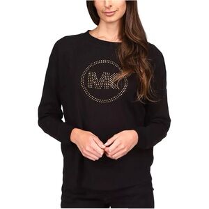 MICHAEL Michael Kors Black Thermal long Sleeve Shirt Gold Studded Logo Sz XL
